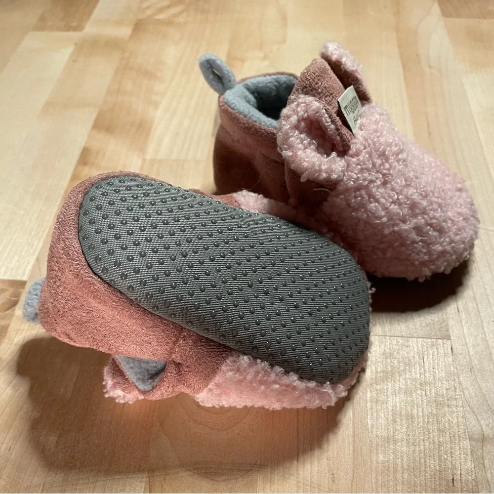 Pink Infant Booties with Ears